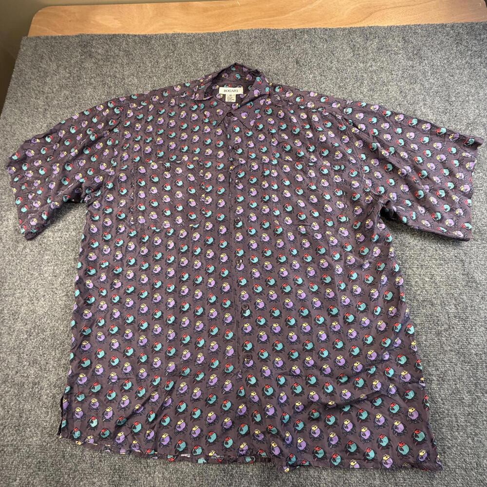 BOGARI XL Silk Casual Shirt with Colorful Fish Pattern‎ #1268